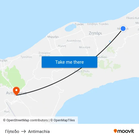 Stadium to Antimachia map