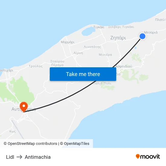 Lidl to Antimachia map