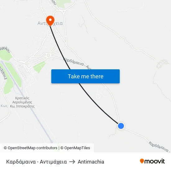 Καρδάμαινα - Αντιμάχεια to Antimachia map