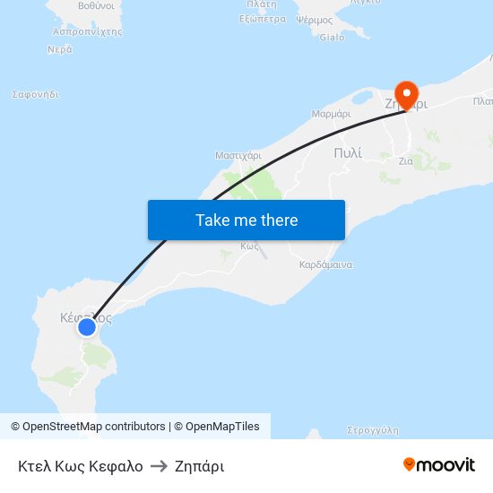 Κτελ Κως Κεφαλο to Ζηπάρι map