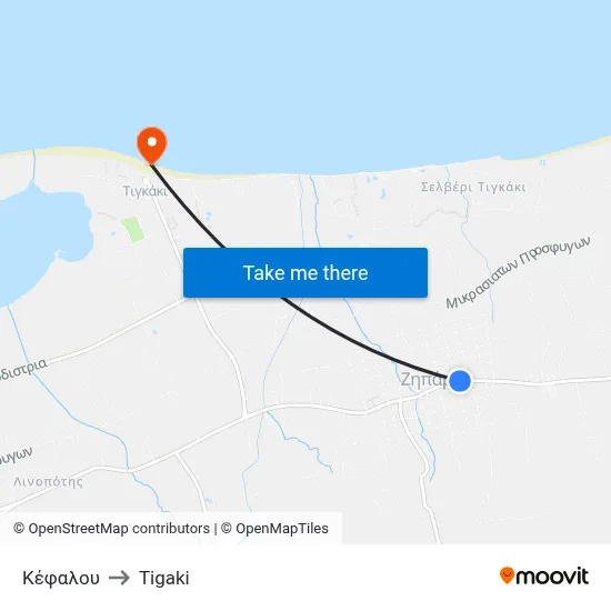 Kefalou Street to Tigaki map