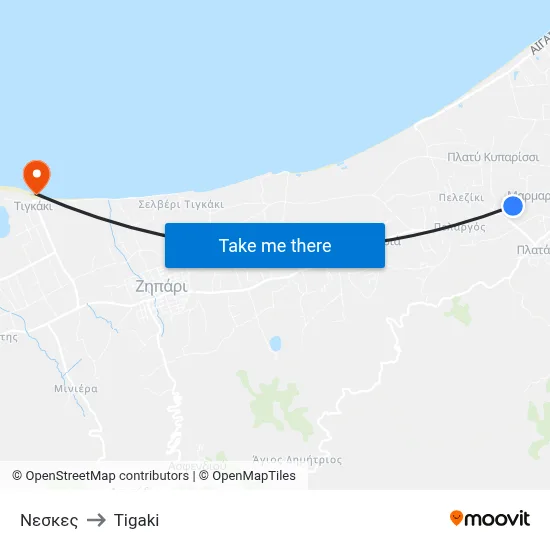 Neskes to Tigaki map