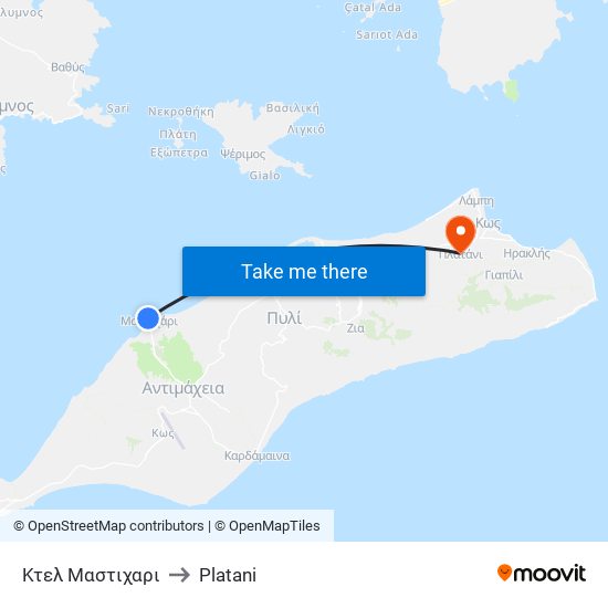 Κτελ Μαστιχαρι to Platani map