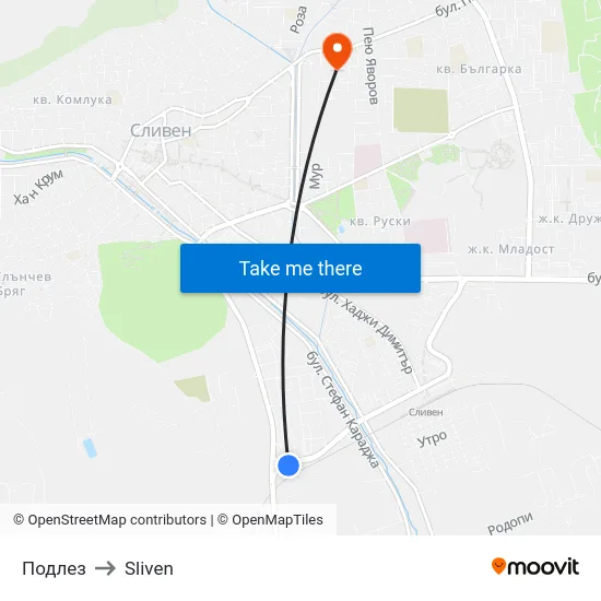 Подлез to Sliven map