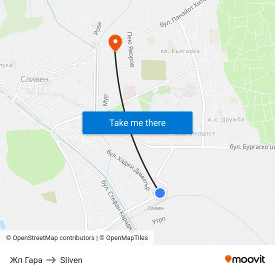 Жп Гара to Sliven map