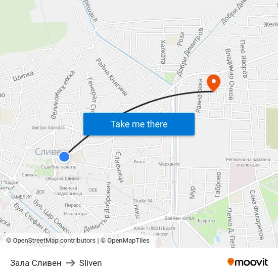 Зала Сливен to Sliven map
