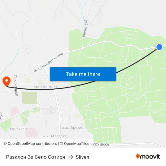 Разклон За Село Сотиря to Sliven map