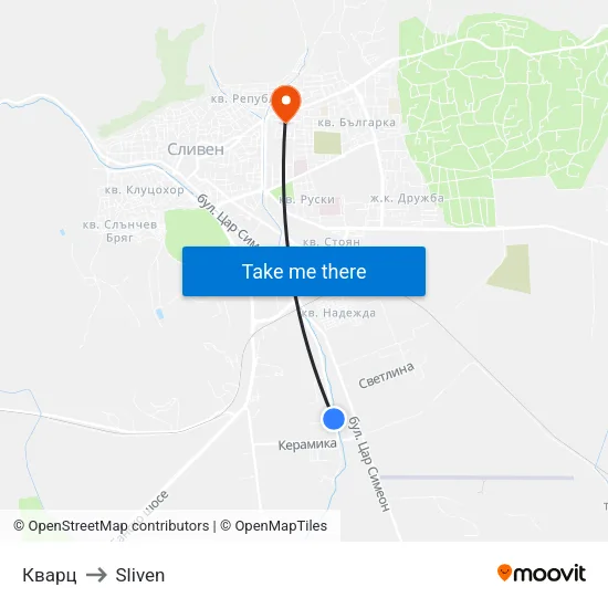 Кварц to Sliven map