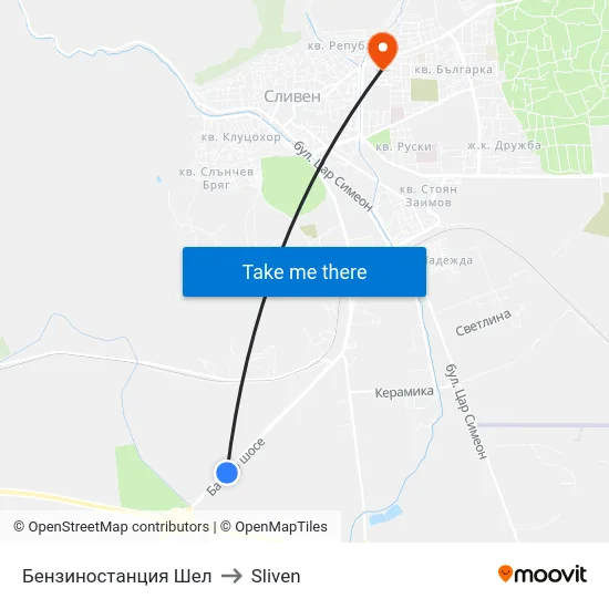 Бензиностанция Шел to Sliven map
