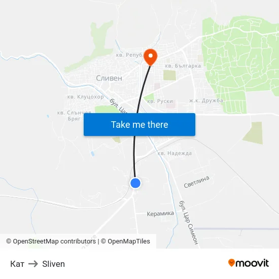 Кат to Sliven map