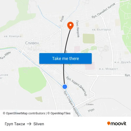 Груп Такси to Sliven map