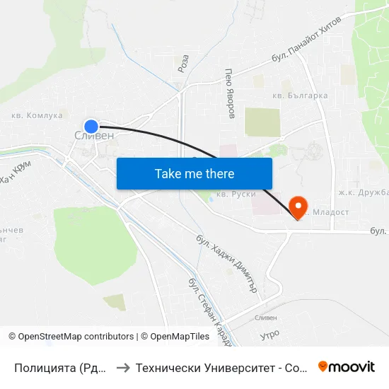 Полицията (Рдвр) to Технически Университет - София map