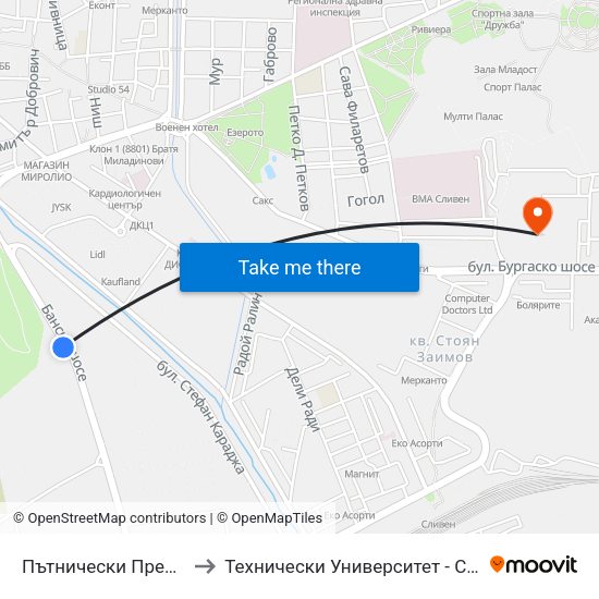 Пътнически Превози to Технически Университет - София map