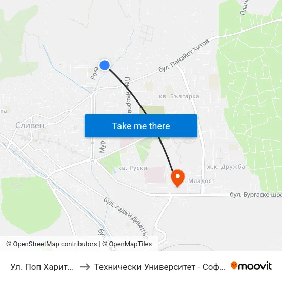 Ул. Поп Харитон to Технически Университет - София map