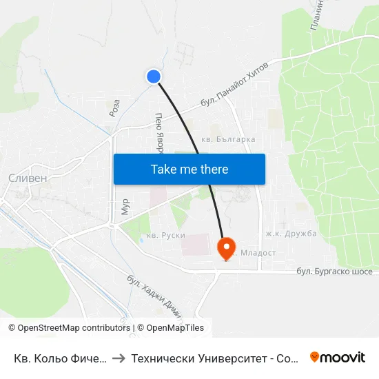 Кв. Кольо Фичето to Технически Университет - София map