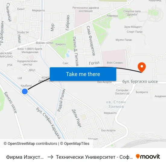 Фирма Изкуство to Технически Университет - София map