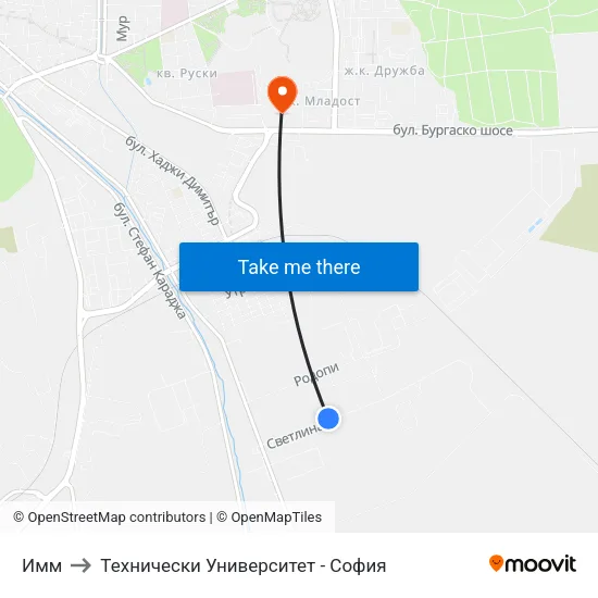 Имм to Технически Университет - София map