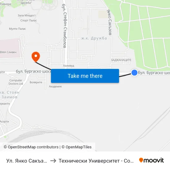Ул. Янко Сакъзов to Технически Университет - София map