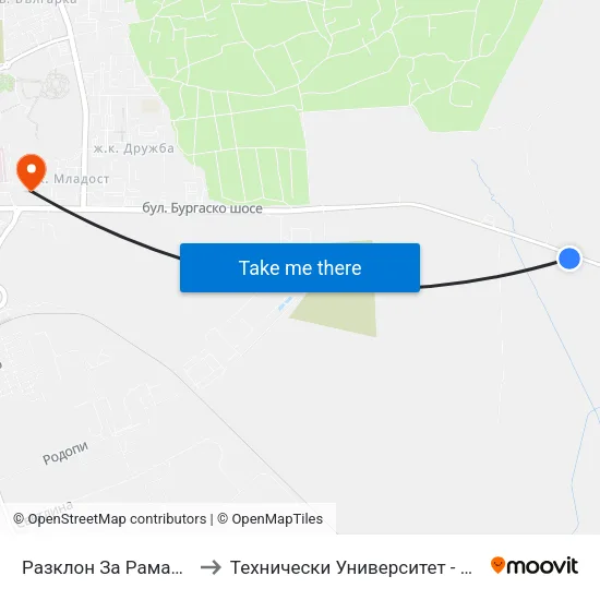 Разклон За Рамануша to Технически Университет - София map