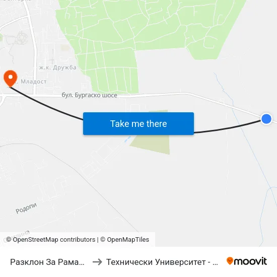 Разклон За Рамануша to Технически Университет - София map