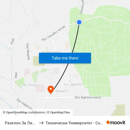 Разклон За Лифта to Технически Университет - София map