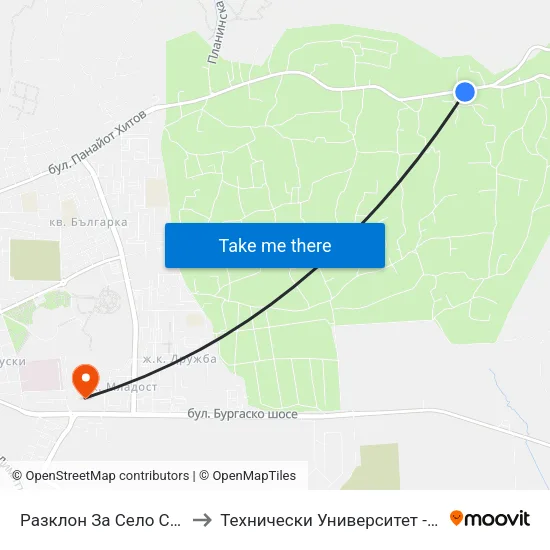 Разклон За Село Сотиря to Технически Университет - София map