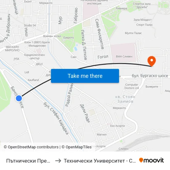 Пътнически Превози to Технически Университет - София map