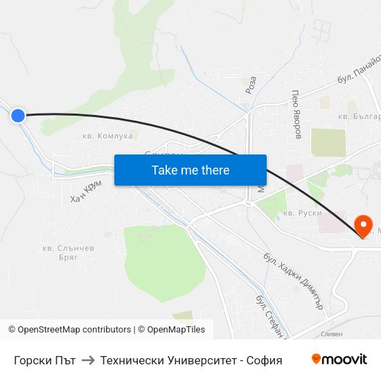 Горски Път to Технически Университет - София map