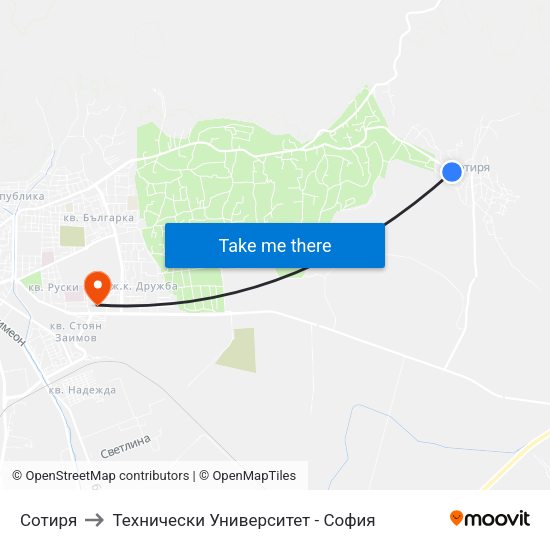 Сотиря to Технически Университет - София map