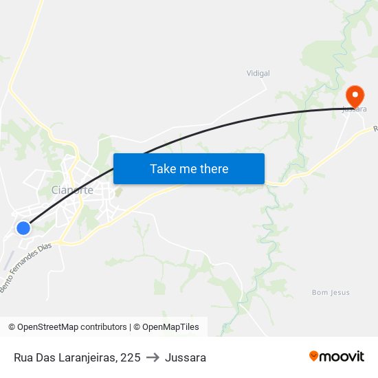 Rua Das Laranjeiras, 225 to Jussara map