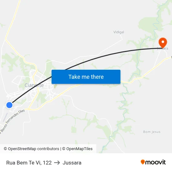 Rua Bem Te Vi, 122 to Jussara map