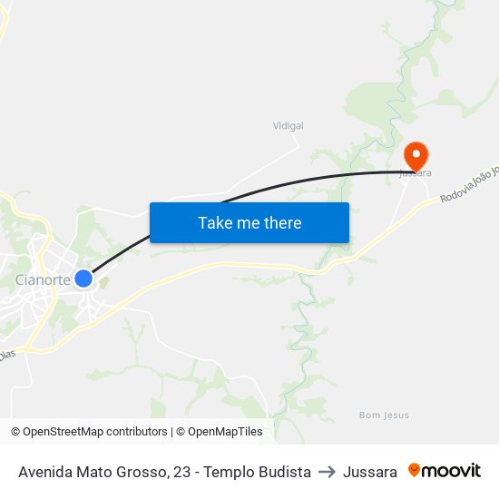 Avenida Mato Grosso, 23 - Templo Budista to Jussara map
