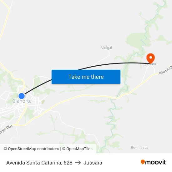 Avenida Santa Catarina, 528 to Jussara map