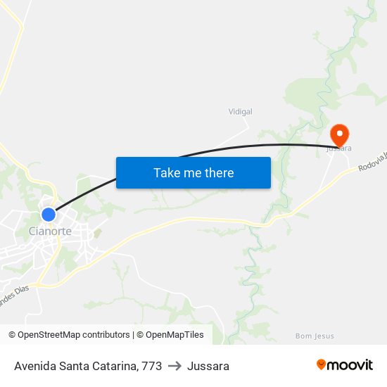Avenida Santa Catarina, 773 to Jussara map
