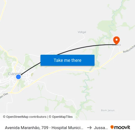 Avenida Maranhão, 709 - Hospital Municipal to Jussara map