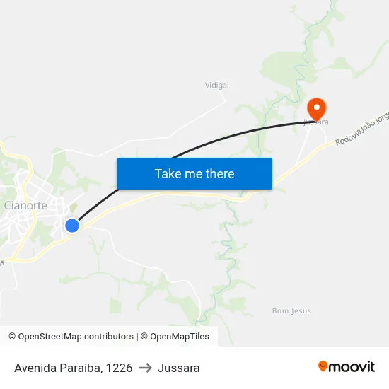 Avenida Paraíba, 1226 to Jussara map