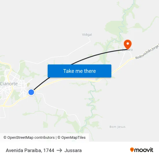 Avenida Paraíba, 1744 to Jussara map