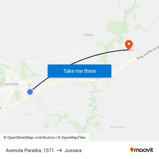 Avenida Paraíba, 1571 to Jussara map