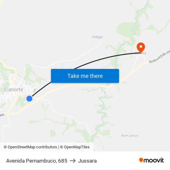 Avenida Pernambuco, 685 to Jussara map