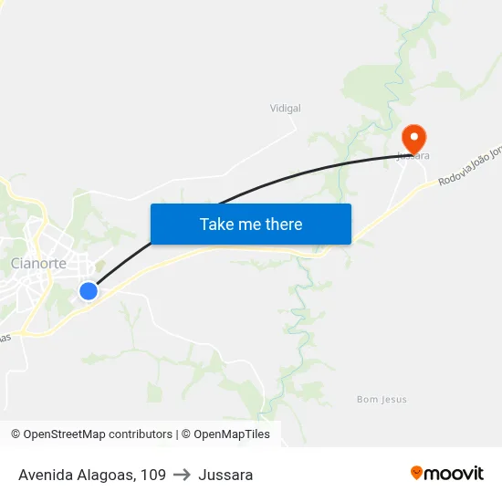Avenida Alagoas, 109 to Jussara map