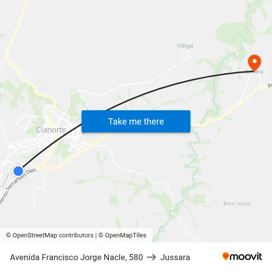 Avenida Francisco Jorge Nacle, 580 to Jussara map