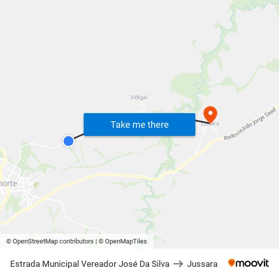 Estrada Municipal Vereador José Da Silva to Jussara map