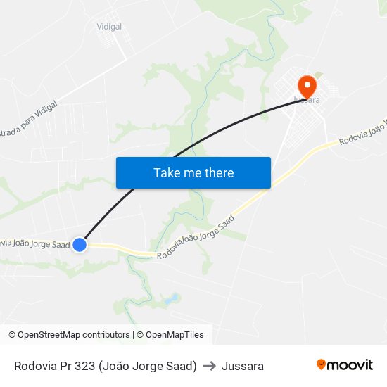 Rodovia Pr 323 (João Jorge Saad) to Jussara map