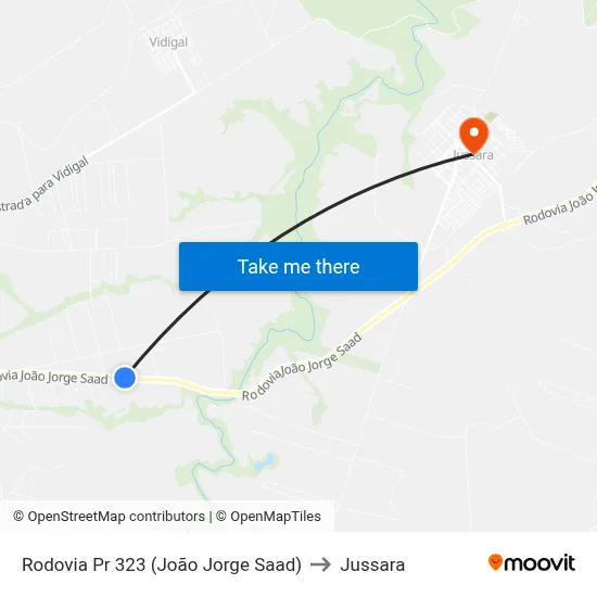 Rodovia Pr 323 (João Jorge Saad) to Jussara map