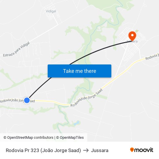 Rodovia Pr 323 (João Jorge Saad) to Jussara map