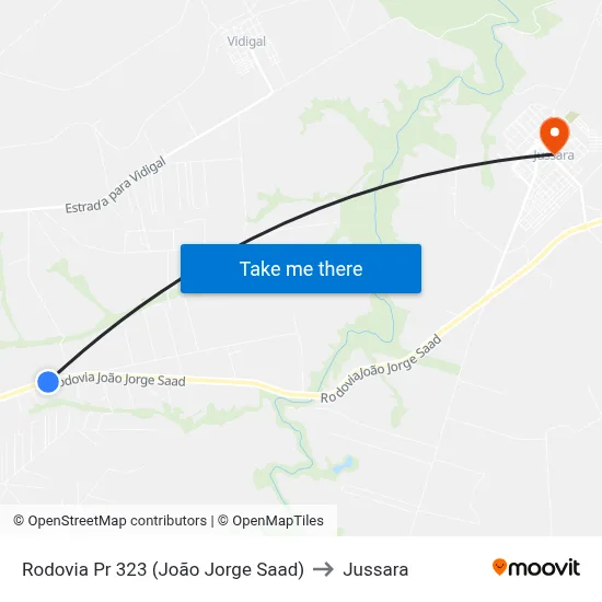 Rodovia Pr 323 (João Jorge Saad) to Jussara map