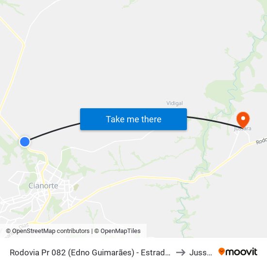 Rodovia Pr 082 (Edno Guimarães) - Estrada Da Bica to Jussara map