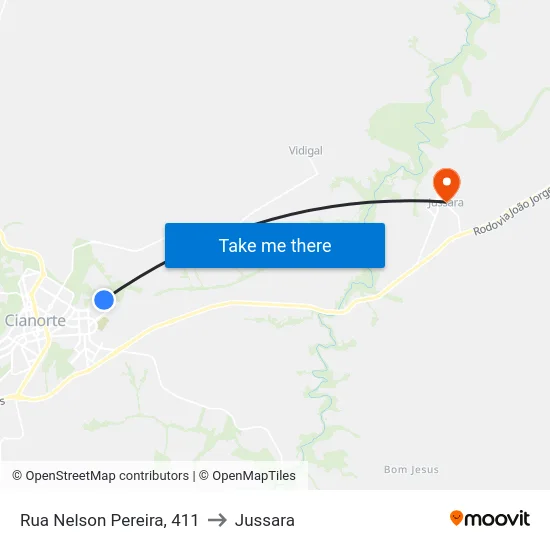 Rua Nelson Pereira, 411 to Jussara map