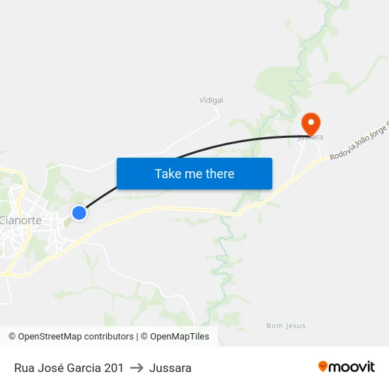 Rua José Garcia 201 to Jussara map
