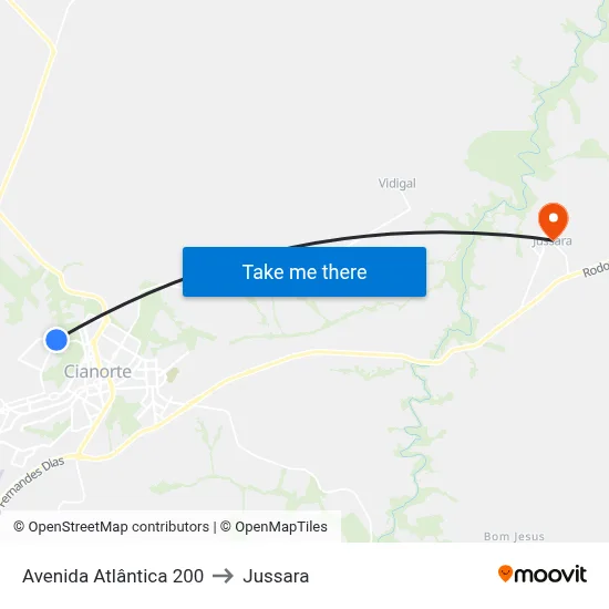 Avenida Atlântica 200 to Jussara map
